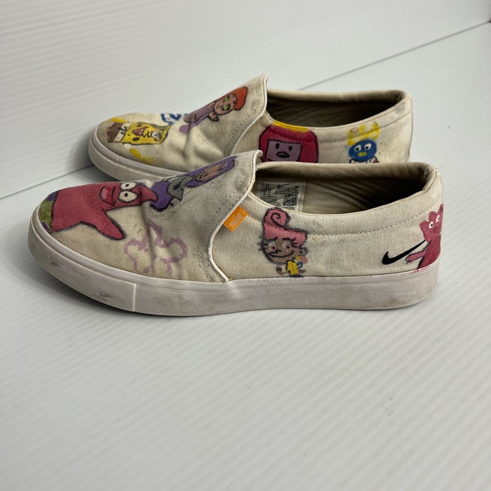 NIKE customized COURT LEGACY all white canvas slip ons size 11 - Picture 3 of 10